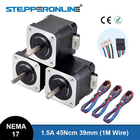 Steppereronline 3pcs Nema 17 Stepper Motor 39mm 42motor 17hs4401 45ncm 1 5a Step