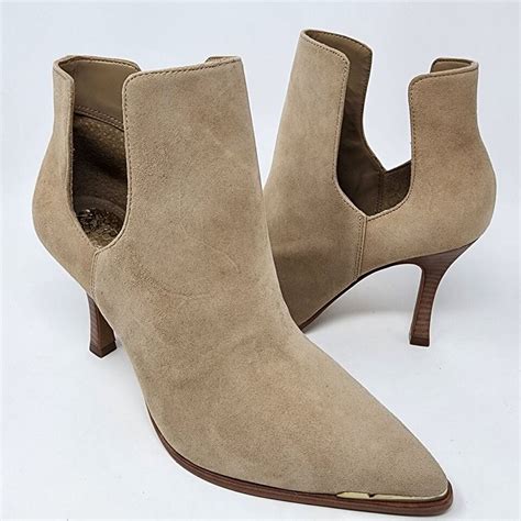 Vince Camuto Booties Women 8m Frendin Beige Side Cutout Stacked Stiletto Heel Ebay