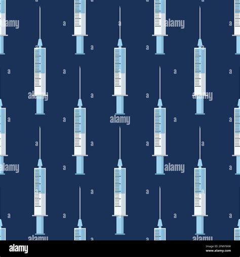 Seamless Pattern Of Medical Syringes With Medicine Drugs Isolated On