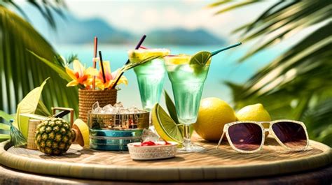 Premium Ai Image Cocktails On The Beach