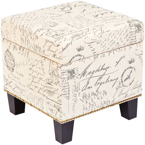 First Hill Fhw Elaina Square Fabric Storage Ottoman