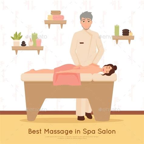 Woman Getting Best Massage In Beauty Salon Spa Flat Vector Illustration