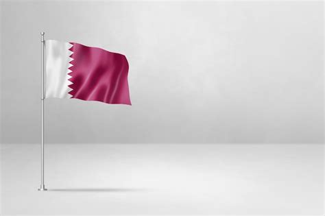 Premium Photo Qatar Flag Isolated On White Concrete Wall Background