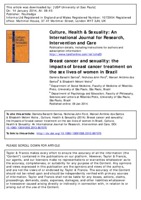 Pdf Breast Cancer And Sexuality The Impacts Of Breast Cancer Treatment On The Sex Lives Of