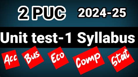 2nd Puc Unit Test 1 Portion Syllabus 2024 Karnataka Board Kseab