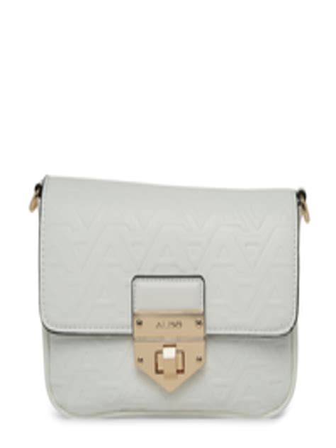 Buy Aldo White Textured Pu Structured Sling Bag With Quilted Handbags