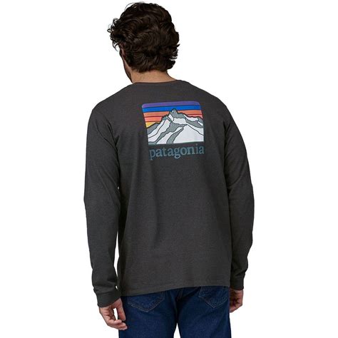 Patagonia Line Logo Ridge Long Sleeve Responsibili T Shirt In Black For