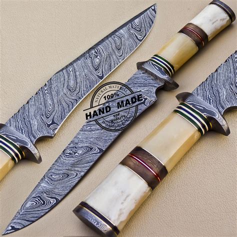 Damascus Bowie Knife Custom Handmade Damascus Steel Hunting