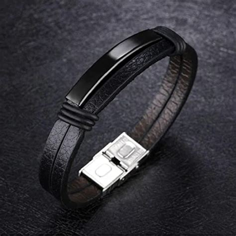 Buy Vientiq Bold Double Wrap Black Bracelet For Men At Amazon In