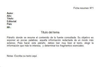 Formato de Ficha de resumen en Word » Milformatos.com