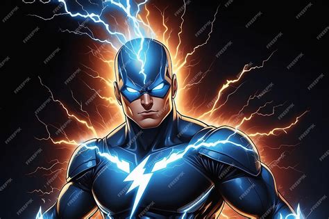 Premium Photo Superhero Electrically Charged By Thunder Strike Vector