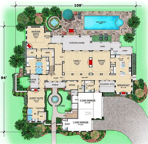 Mediterranean Tuscan Style House Plans Bedrm Sq Ft Tuscan House