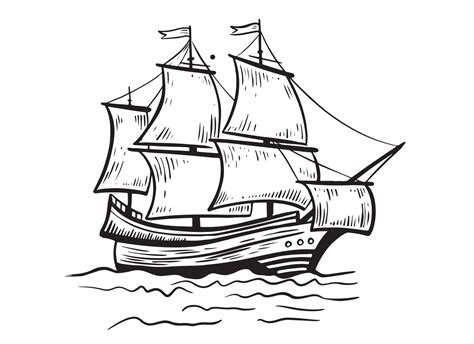 Old Vintage Sailboat Hand Drawn Vector Sketch 10570855 Vector Art At