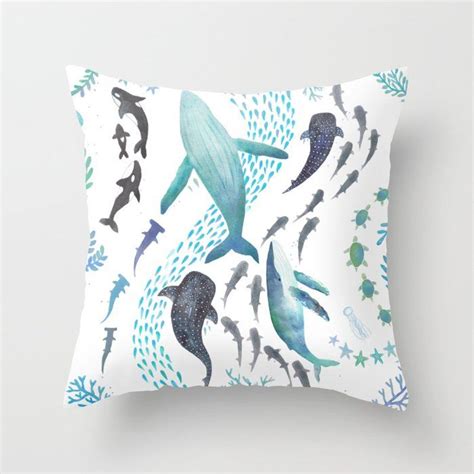 Sharks Humpback Whales Orcas Turtles Ocean Play Print Couch Throw