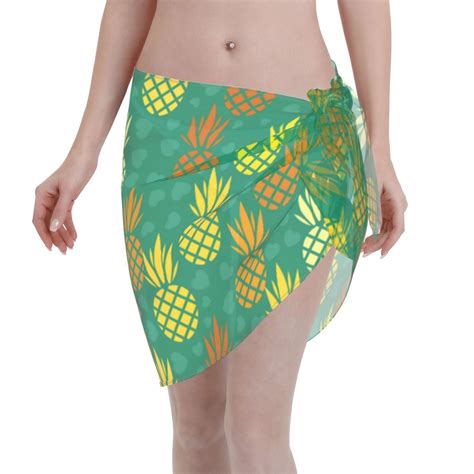 Coaee Pineapples Women S Short Sarongs Beach Wrap Sheer Bikini Wraps