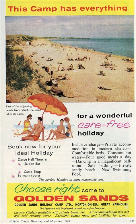 Golden Sands Holiday Camp Hopton On Sea 1965 Advert Flashbak