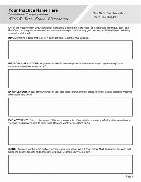 Building My Safe Place Worksheets