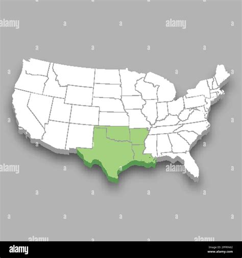 West South Central Division Location Within United States D Isometric