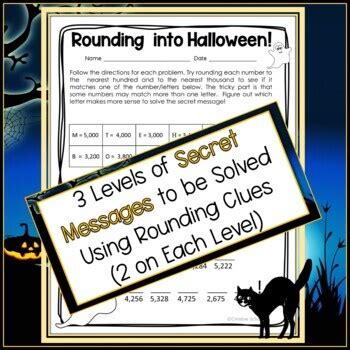 Halloween Leveled Rounding Worksheets Secret Messages Print And Digital