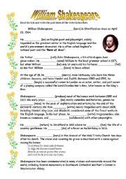 William Shakespeare Esl Worksheet By Lotas Worksheets Library