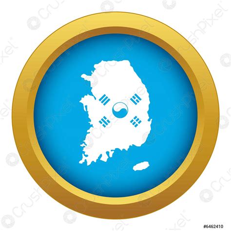 South Korea Map With Flag Icon Blue Vector Isolated Stock Vector