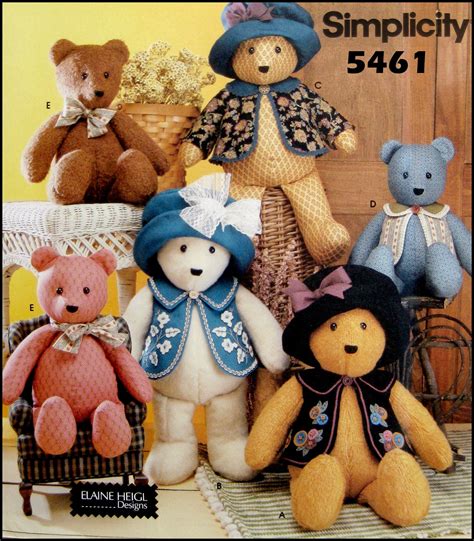 2003 Simplicity Craft Pattern 5461 Elaine Heigl Bears With Etsy