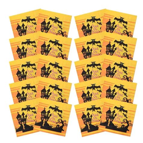 2 Layers Spooky Happy Halloween Bat Castle Napkins 20Pcs Pack Scary Bat