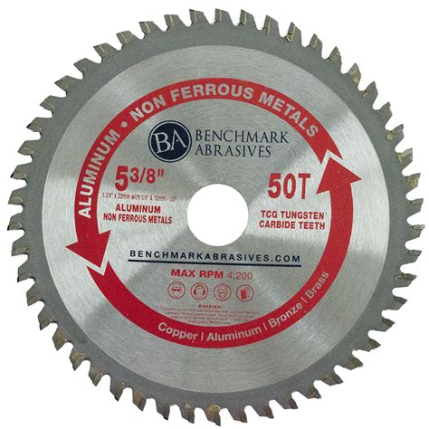 5 38 50 Tooth Tct Saw Blade For Aluminum With 20mm Arbor Benchmark