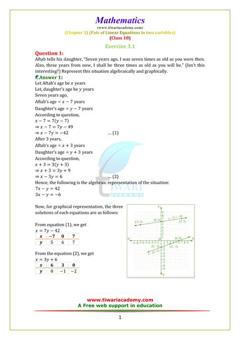 Ncert Solutions For Class Maths Chapter Exercise In Pdf