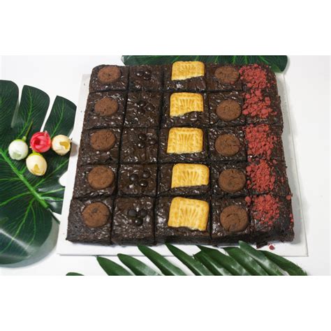 Jual Brownies Fudgy Premium Sekat Toping Mix 20x20 Isi 25 Potong By