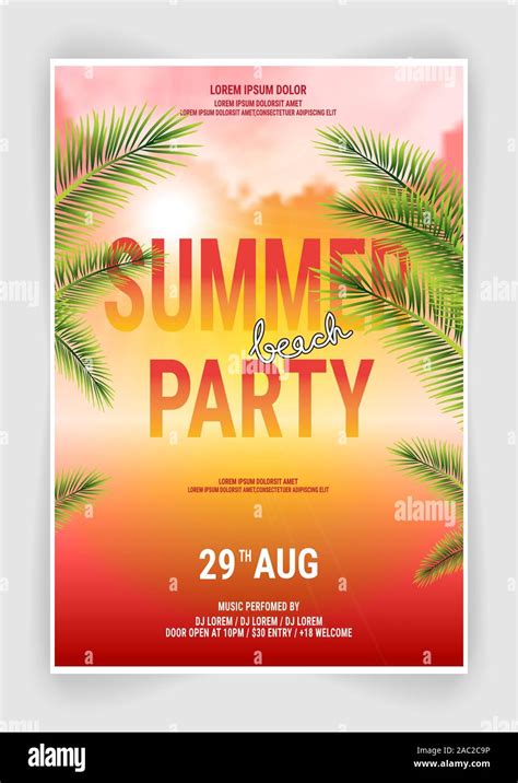 Sommer Beach Party Flyer Design Mit Typografische Gestaltung Auf Natur