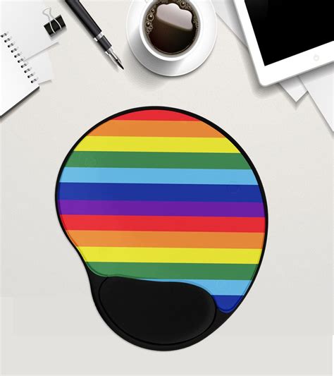 Rainbow Mouse Pad Gay Pride Lgbt With Wrist Rest Mousepad Gel Sold By