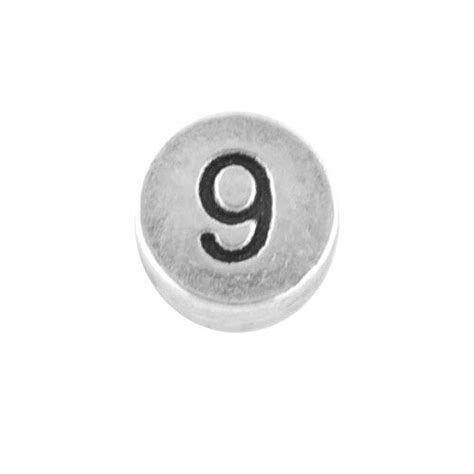 Number 9 Round Metal Letter Bead The Bead Shop Nottingham Ltd