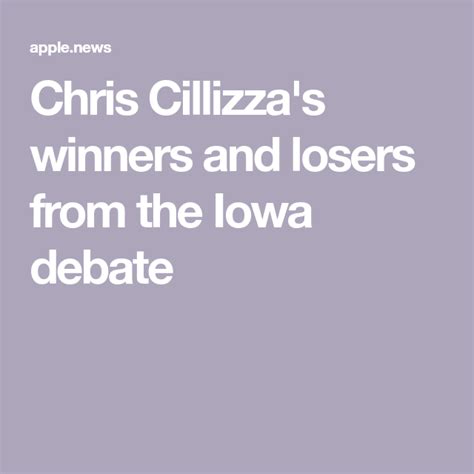 Analysis Chris Cillizzas Winners And Losers From The Iowa Debate