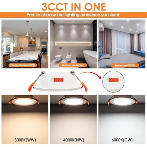 Spot Led Encastrable Extra Plat Dimmable Ip44 Spot Etanche Salle De Bain Blanc Chaud 3000k