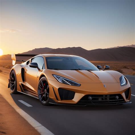 Premium Ai Image A Yellow Sports Car Is Driving On A Road With The