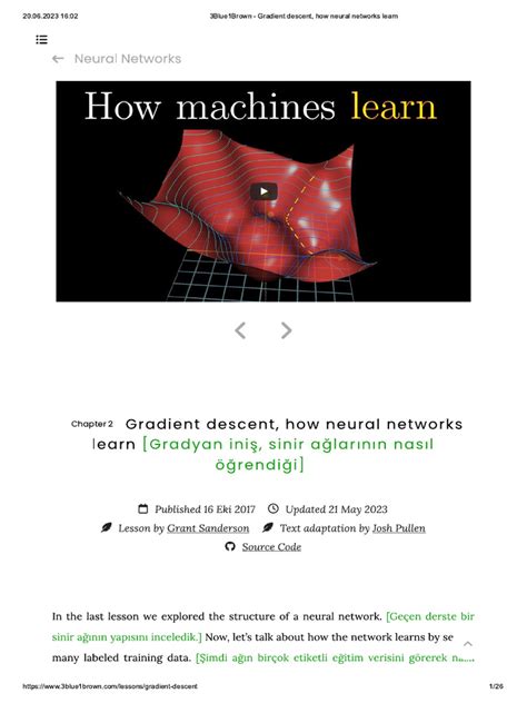 3Blue1Brown - Gradient Descent, How Neural Networks Learn | PDF