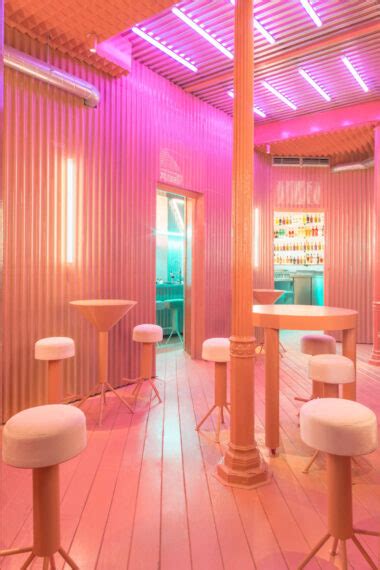 Plunge Into Naked And Famous Color Blocking Inspired Cocktail Bar In Seville Authentic Interior