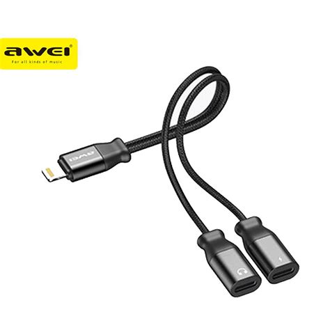 Awei CL 72 2 In 1 Adapter For Lightning Charging And Play Music