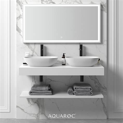 Wall Hung Stone Countertop Basin Shelf Mm Aquaroc