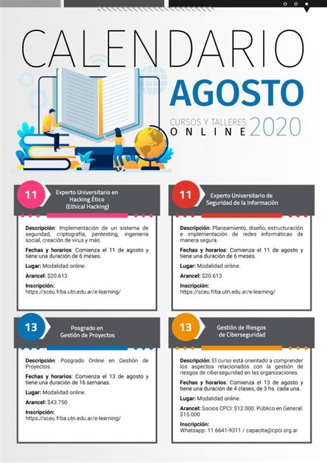 Calendario De Cursos Y Talleres Agosto2020 Neurona Ba