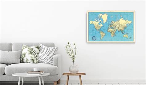 Classic Canvas World Map Push Pin Travel Map Framed Map Of The World