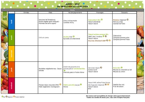 Actualités Menus du 08 Janvier 2024 au 12 janvier 2024 Actualité