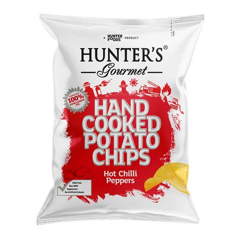 Hunter S Gourmet Hand Cooked Potato Chips Hot Chilli Peppers Gm