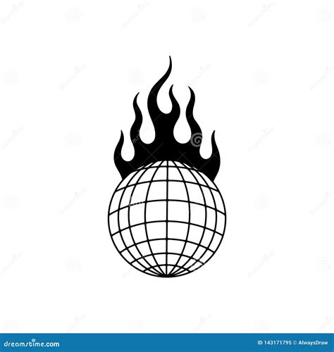 GLOBE in FIRE stock vector. Illustration of sign, vector - 143171795