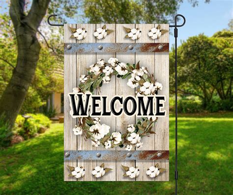 Welcome Garden Flag Cotton Wreath Flag Summer Garden Flag Outdoor