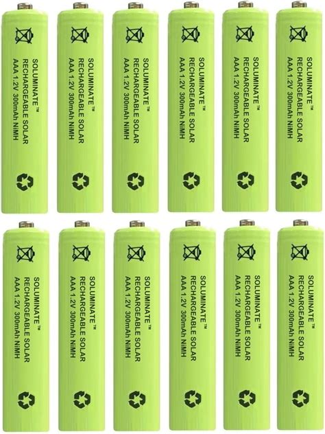 BuyaBattery 12 X Soluminate Solar Light Batteries Size AAA 300mAh 1