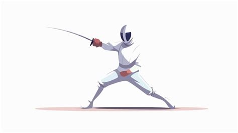Aggressive Fencer In Action With Sword In Fencing Sport Premium Ai