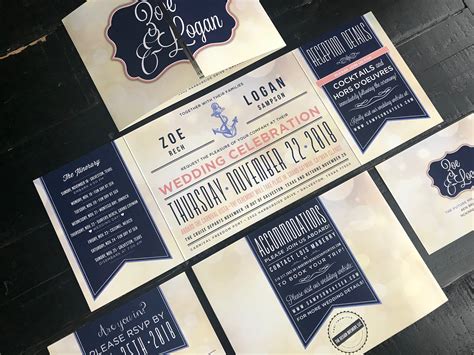 Nautical Custom Fold Wedding Invitation Suite Wedding Etsy