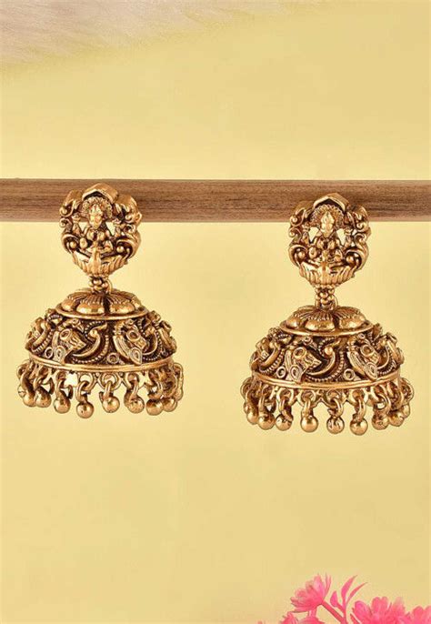 Buy Golden Polished Jhumka Style Earrings Online JKC7229 Utsav Fashion